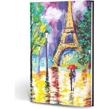 River Creamona Paris Dokulu Mini Defter Çizgili Paris