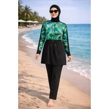 Tesmay Sporcu Likra Yarım Fermuarlı Hızlı Kuruyan Kumaş Kadın Tesettür Mayo(Bandana Dahil Değildir)  3024