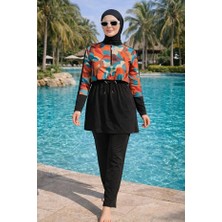 Tesmay Sporcu Likra Yarım Fermuarlı Hızlı Kuruyan Kumaş Kadın Tesettür Mayo(Bandana Dahil Değildir)  3024