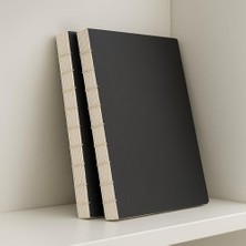 River Özel Tasarım Siyah Kapaklı A4 Defter - 180 Derece Açılabilir, Sırtı DIKIŞLI,%100 El Işçiliği, Ofis, Okul, Günlük Kullanım Için Ideal Defter (Noktalı)