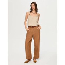 Faik Sönmez Wide Leg Fit %100 Keten Pantolon S26PNT010