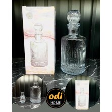 River Odi Cam Karaf Sürahi ve 2 Adet 265 ml Bardak - Viski Seti - Su Meşrubat Viski Şişesi 1100 ml