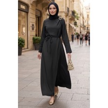 İlkimay.com Sueda Tokalı Tesettür Elbise 1699 - Siyah