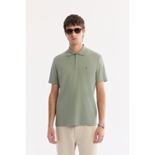 AVVA Erkek Mint Kıvrılmaz Polo Yaka Fermuarlı %100 Pamuk Regular Fit T-Shirt A61Y1038