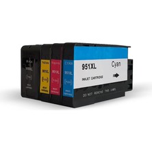 River Bitmeyen Kartuş Hp Uyumlu Muadil Kartuşlar, 1 Takim- 4 Adet Bk Hp 950XL/951XL Uyumlu Kartuşlar - Pro 8600 Plus/pro 251/ Pro 276/ Pro 8100/8610/ 8620