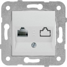 River / Metalik Beyaz Tekli Data Cat6 Mekanizma ve Düğme/kapak Vakumlu Paket