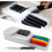 Özbience Pratik Bıçaklık 2 Sıra 14X39 cm Metal Organizer Beyaz