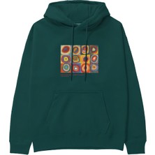 The Lucid Lab Color Study, Squares With Concentric Circles Hoodie - Koyu Yeşil