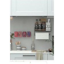 River Yapışkanlı Raflı Kağıt Rulo Havluluk Peçetelik Solo Kağıtlık Banyo Mutfak Düzenleyici Raf Siyah Shr Siyah 25 x 15