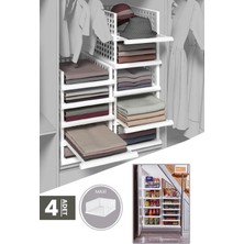 Özbience Pratik 4'lü Beyaz Akıllı Çekmeceli Raf Seti, Dolap Içi Düzenleyici