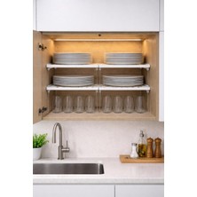 Özbience 4'lü Dolap Içi Düzenleyici, Tabak ve Bardak Saklama Seti