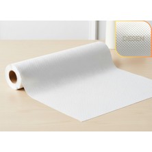 Özbience 48 cm x 1 M Beyaz Kabartma Nokta Desenli Çekmece Içi Kaydırmaz Halı