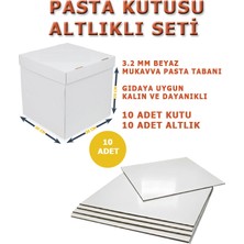 KutuTR 30 x 30 x 20 Pasta Kutu ve Altlık Seti | Beyaz Yaş Pasta Kutusu ve Pasta Altlık Tabanı