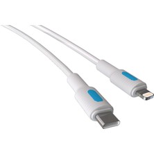 River Type C-Lightning 27WATT Pd Hızlı Şarj Kablosu (Beyaz + Mavi/beyaz Uç) (120 Cm)