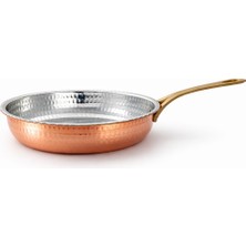 Copper Empire El Yapımı Bakır Tava 22 cm | Kenarı Çentikli Antik Bakır Tava | 750 gr Ultra Kalın Bakır Tava