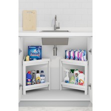 Özbience Iki Adet Üçgen 2 Katlı Köşe Raf Düzenleyici, Evye ve Banyo Organizeri