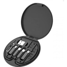 River 6in1 Super Şarj 60W Şarj Kablo Istasyonu USB Typc-E Dönüştürücü, Sim Aparatlı Seyahat Seti Siyah