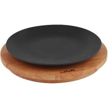 River Döküm Yuvarlak Tabak, Çap 21 Ahşap Altlıklı - Lv As 168