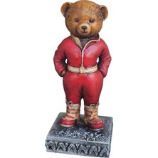 River Ayıcık Biblo Figürü – Kırmızı Tulumlu ve Kemerli Sevimli Heykel, Ev, Ofis Dekoru Için Ideal, Hediyelik Biblo | Dekormıx