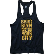 Bluu Fitness Lacivert Gym Tank Top Sporcu Atleti Özellikli Kadın Modeli