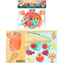 Tuengi Store Plaj ve Banyo Oyuncağı Yengeçli Balık Tutma Oyunu 12 Parça Oltalı Balık Yakalama Oyuncağı