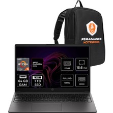 Hp 255R G10 Amd Ryzen 5 7535U 64GB 1tb SSD 15.6" Fhd Fdos Taşınabilir Bilgisayar & Per4 Çanta D0PK1ATPN333