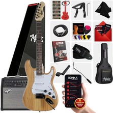 Midex RPH-320WD-50AMP Ahşap Renk Strat Kasa Sss 50W Amfili Elektro Gitar Seti