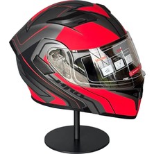 Scharf 902 Çene Açılır Motosiklet Kaskı – Güneş Gözlüklü (Şeffaf Vizörlü) Az Red