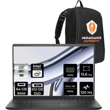 Dell Pro 15 Intel Core 3 100U 64GB 512GB SSD 15.6" Fhd 120Hz Fdos Taşınabilir Bilgisayar & Per4 Çanta DC15250P332