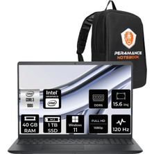 Dell Pro 15 Core 3 100U Notebook 40GB RAM 1TB SSD 15.6" FHD 120Hz Win11 Pro + Per4 Çanta DC15250P413