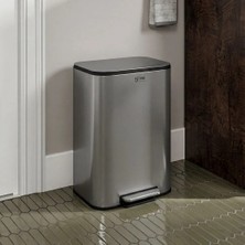 5Five Titan 50 L Metal Pedallı Çöp Kovası - Soft Close, Kolay Temizlik, Çıkarılabilir İç Kova, Paslanmaz Çelik