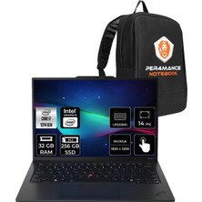 Lenovo Thinkpad X1 Carbon Gen 12 Core Ultra 7 155U Notebook 32GB RAM 256GB SSD 14" FreeDOS + Per4 Çanta 21KC006BTXP301