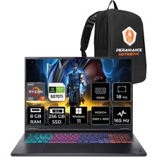 Acer Nitro 18 Ryzen AI 7 350 RTX 5070 Ti 12GB Gaming Laptop 8GB RAM 256GB SSD 18" QHD+ 165Hz Win11 Home + Per4 Çanta NHQYDEY002P351