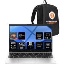 Hp 255R G10 Amd Ryzen 7 7735U 8gb 512GB SSD 15.6" Fhd W11P Taşınabilir Bilgisayar & Per4 Çanta D30M1ETPN392