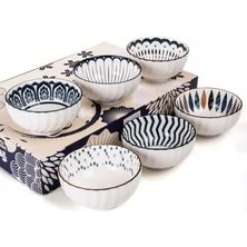 River 6'lı Desenli Porselen Kase Seti 320 Ml, Çorbalık, Kahvaltılık, Atıştırmalık Kase Hediyelik Kutulu,çok Renkli, FAN05