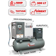 Hava Kompresörü Depo Üstü Vidalı 10HP 500LT GPV10A
