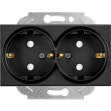 River / Siyah Ikili Topraklı Priz Çarpma Karşıtı Mekanizma ve Düğme/kapak Vakumlu Paket