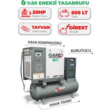 Hava Kompresörü Depo Üstü Invertörlü Vidalı 20HP 500LT GPV20E