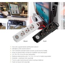 River 4lü Anahtar-Topraklı Kablolu Ç.k 3m Priz