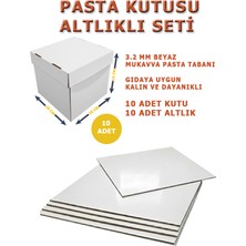 KutuTR 26X26X15 Pasta Kutusu + Altlık Seti (10 Adet) | 3.2 mm Sert Mukavva Altlıklı | Oluklu Mukavva Taşıma Kutusu | Beyaz Takım