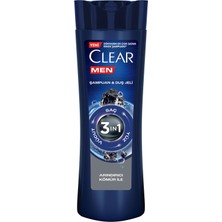 Clear Men 3 In 1 Şampuan  Duş Jeli Arındırıcı Kömür Saç Yüz Vücut Için 350 ml