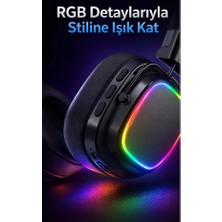 FaroxTech Rgb Işıklı Bluetooth 5.0 Kablosuz Kulak Üstü Kulaklık - Yüksek Bas ve Mikrofonlu Kulaklık