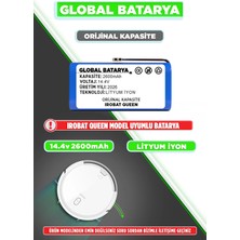 Global Batarya Irobat Queen Uyumlu Robot Süpürge Bataryası 14.4V 2600MAH Li-Ion Pil (Orijinal Kapasite)