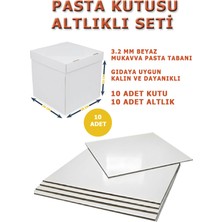 KutuTR 26 x 26 x 25 Pasta Kutu ve Altlık Set (Takım) | Beyaz Yaş Pasta Kutusu | Beyaz Pasta Altlığı