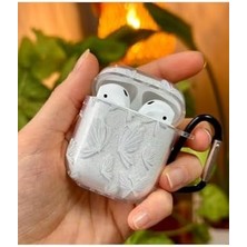 River 1. Nesil ve 2. Nesil ile Uyumlu Kelebek Tasarımlı Simli Kalın Şeffaf Silikon Kılıf - Beyaz