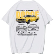 Brz Collection Unisex Oversize Coronet Super Bee Dodge T-Shirt (Beyaz)