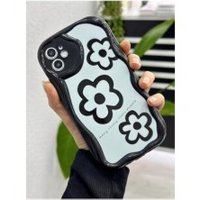 River 11 ile Uyumlu Darbe Önleyici Siyah Papatya Baskılı Silikon Kılıf