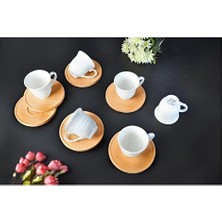 3 Adet Paçi Kahve Fincan Seti 6lı Bambu Altlık