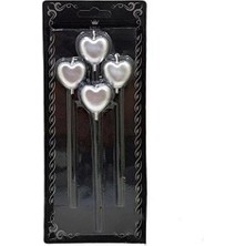 4 Adet Orca Mum Gümüş Kalp