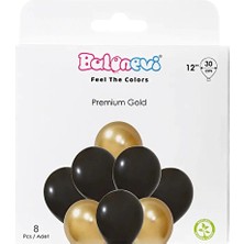 4 Adet Balonevi Siyah ve Gold Balon Seti 30 cm 8'li